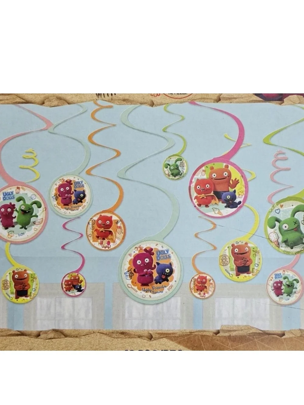 UglyDolls Swirl Hanging Decorations Pink, Green, Orange Blue  12 Piece Lot Of 2